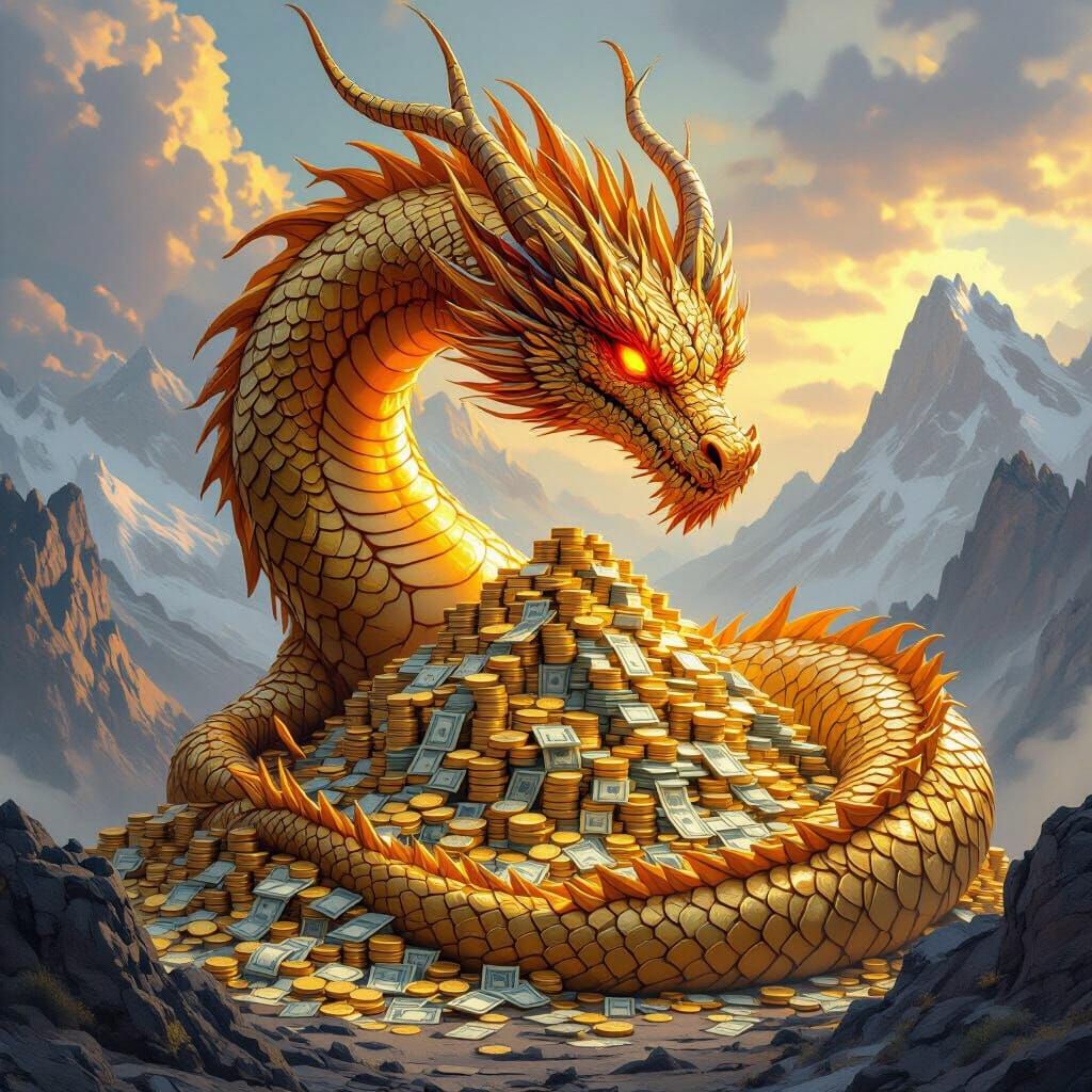 Gold Coin Dragon Guards Treasure Mountain
