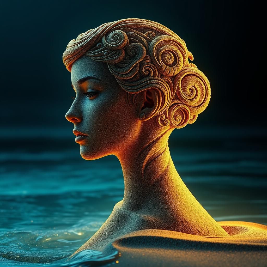 Sand Woman Portrait in Art Nouveau Style