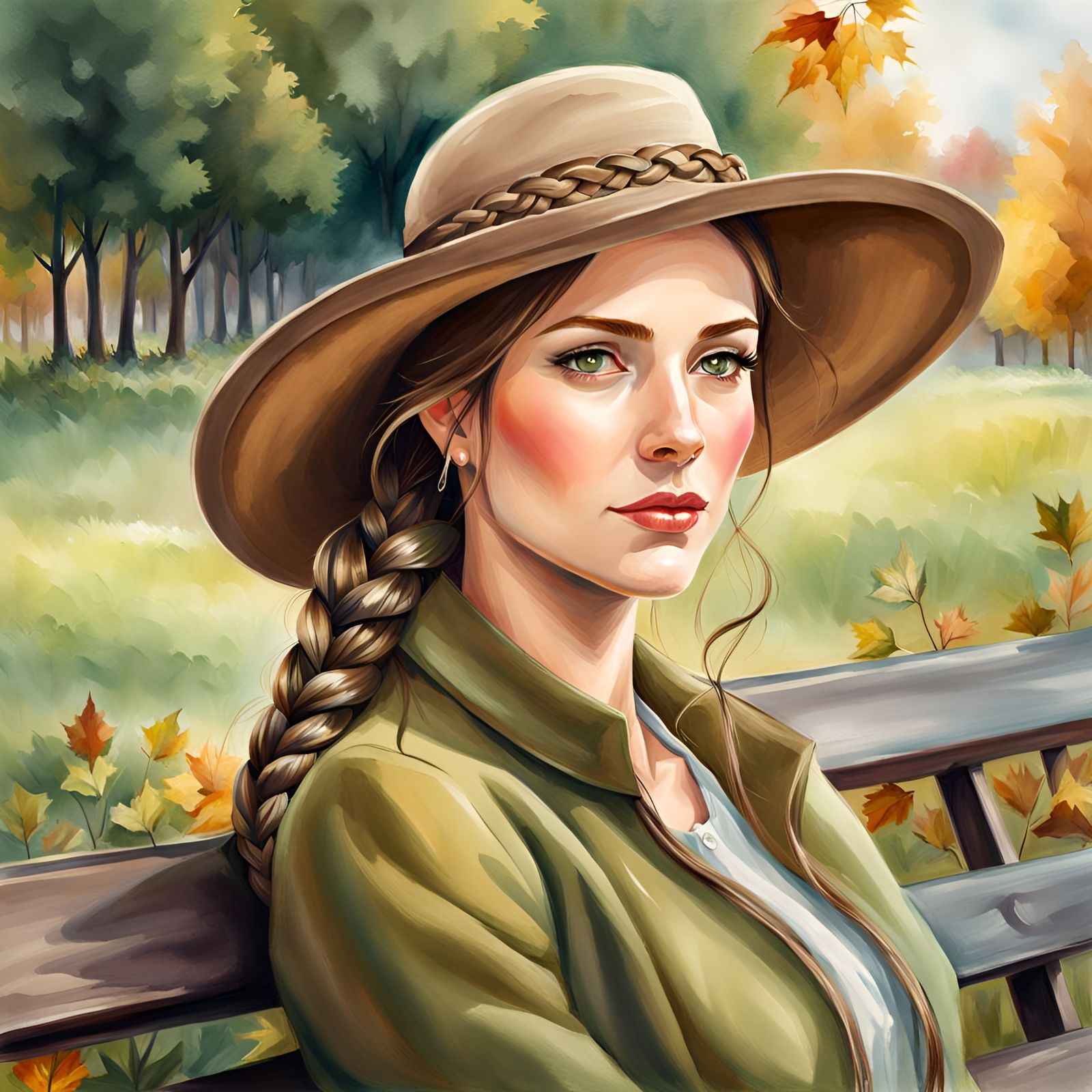 Romantic Portrait of Girl in Pastel Watercolors