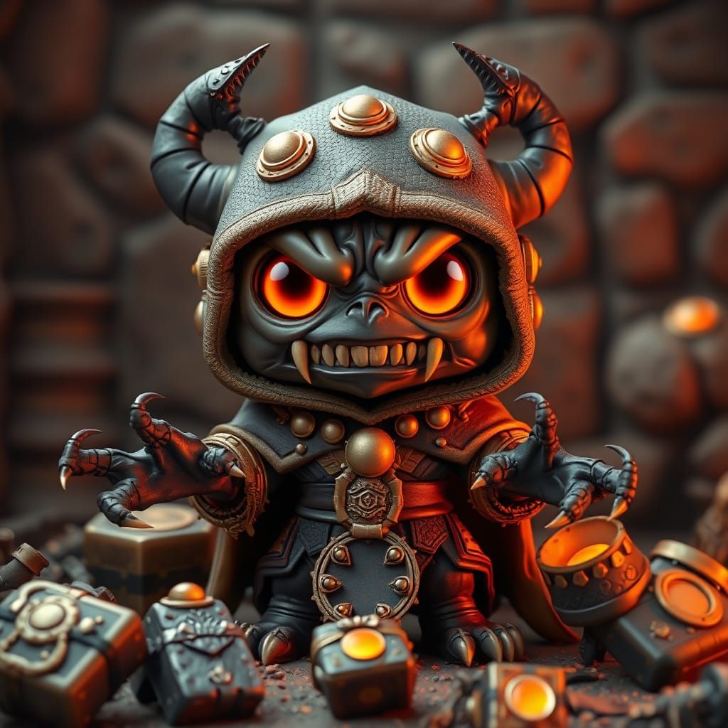 Creepy-Cute Hoarder in Anime Art Style