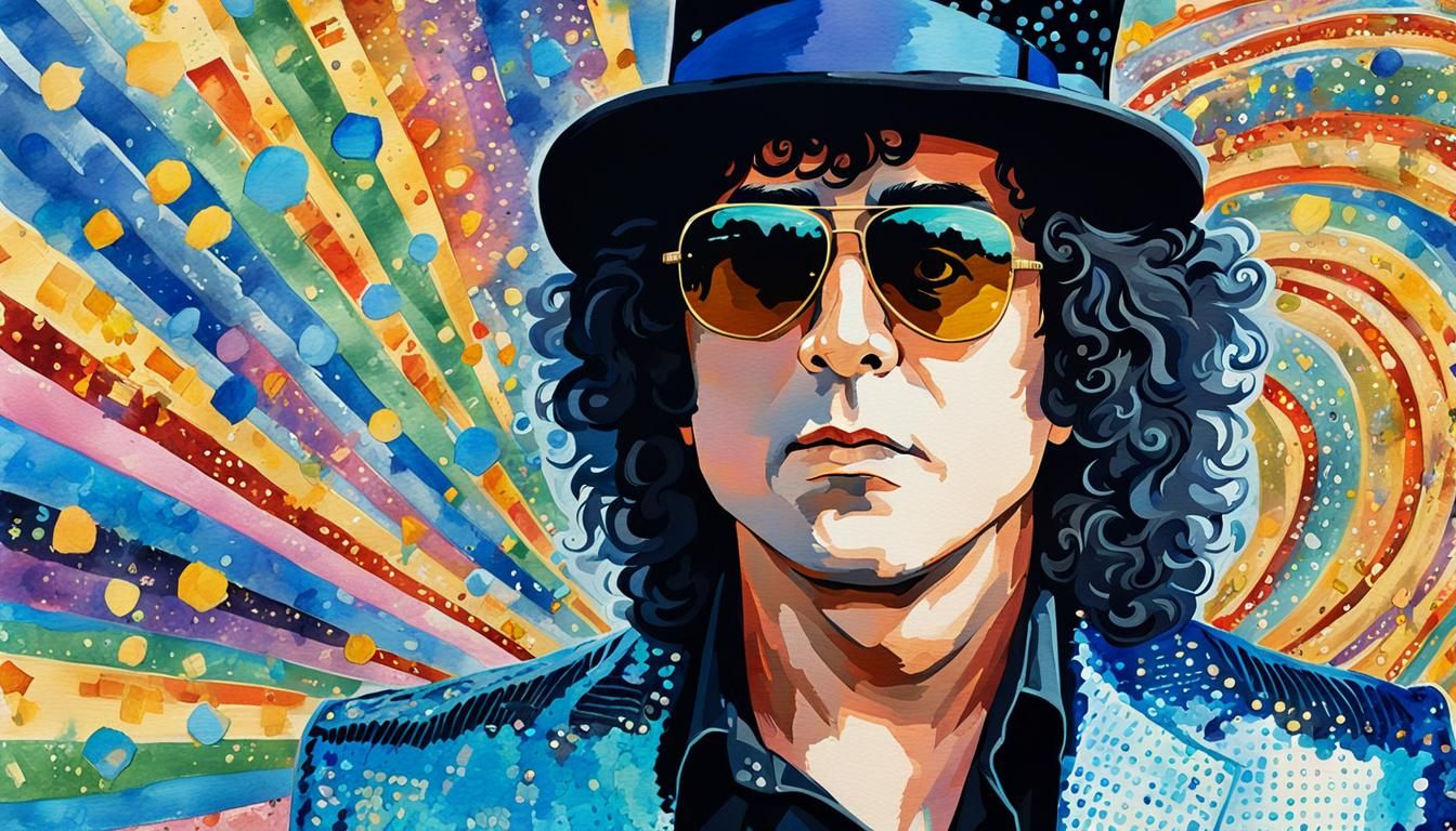 Marc Bolan in Sequins: Watercolor Pop Art Portrait