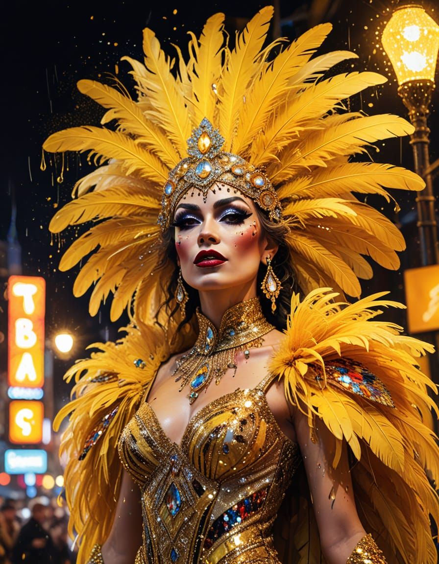 Klimt-Inspired Cabaret Portrait of Drag Queen