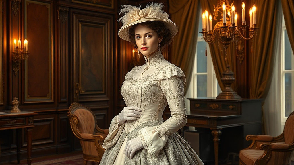 Victorian Lady in Ornate Parlour: Oil Painting Style