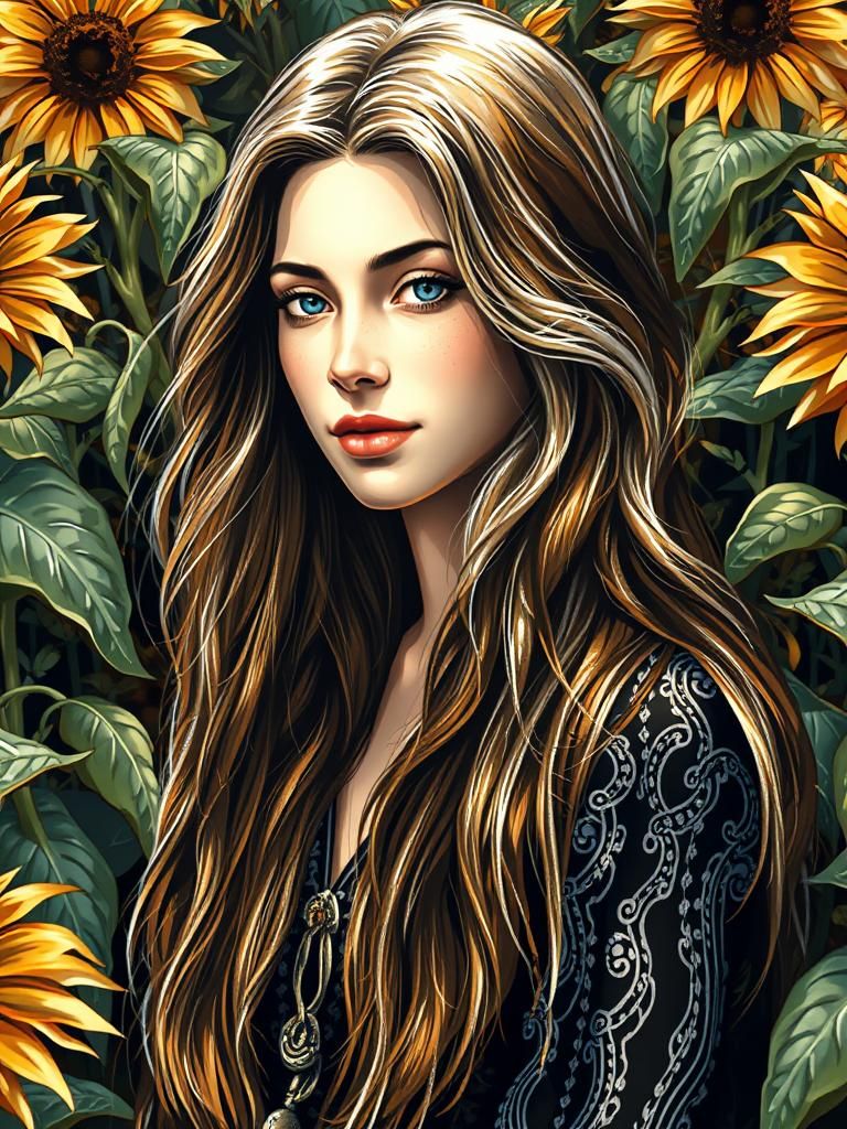 Realistic oil painting of a young a ginger 20-year-old girl ...