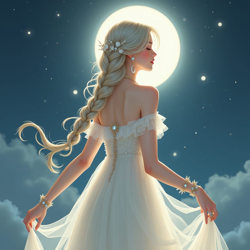 Ethereal Moon Goddess in Lunar Glow