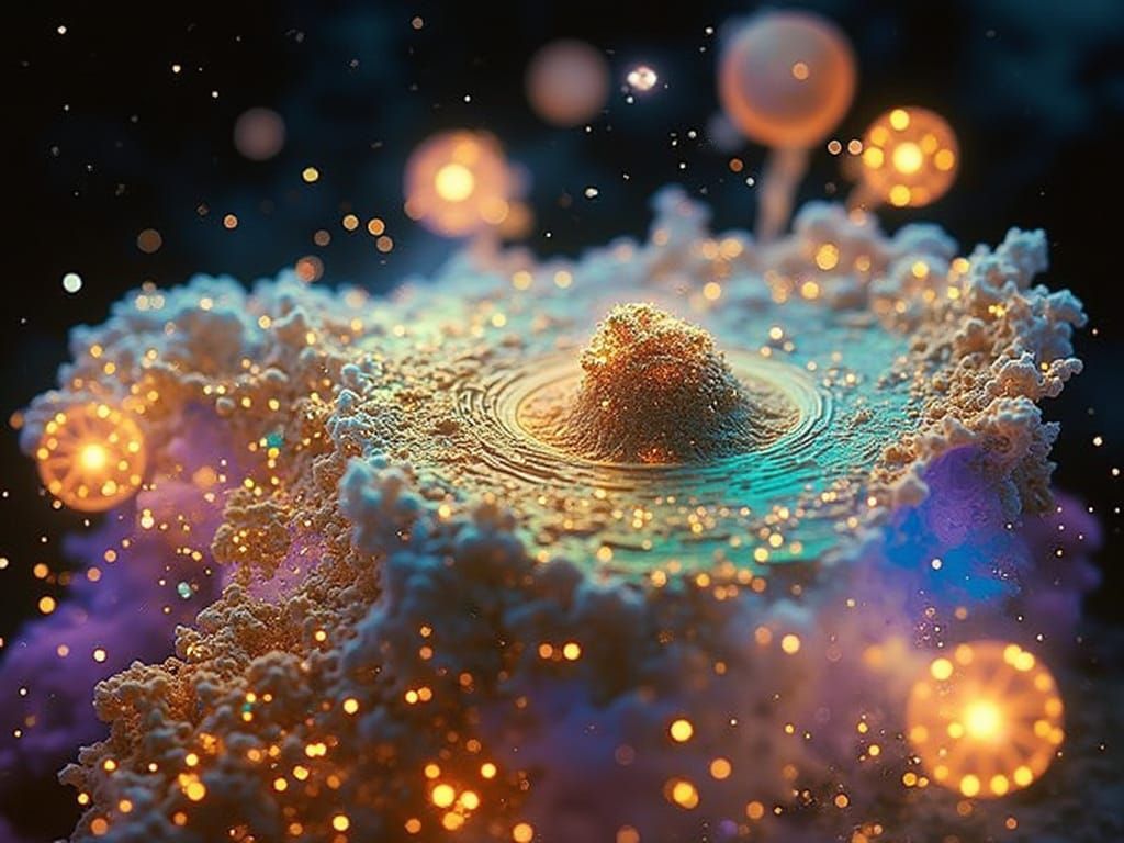 Ethereal Celestial Being Radiates Golden Light in Cosmic Vor...