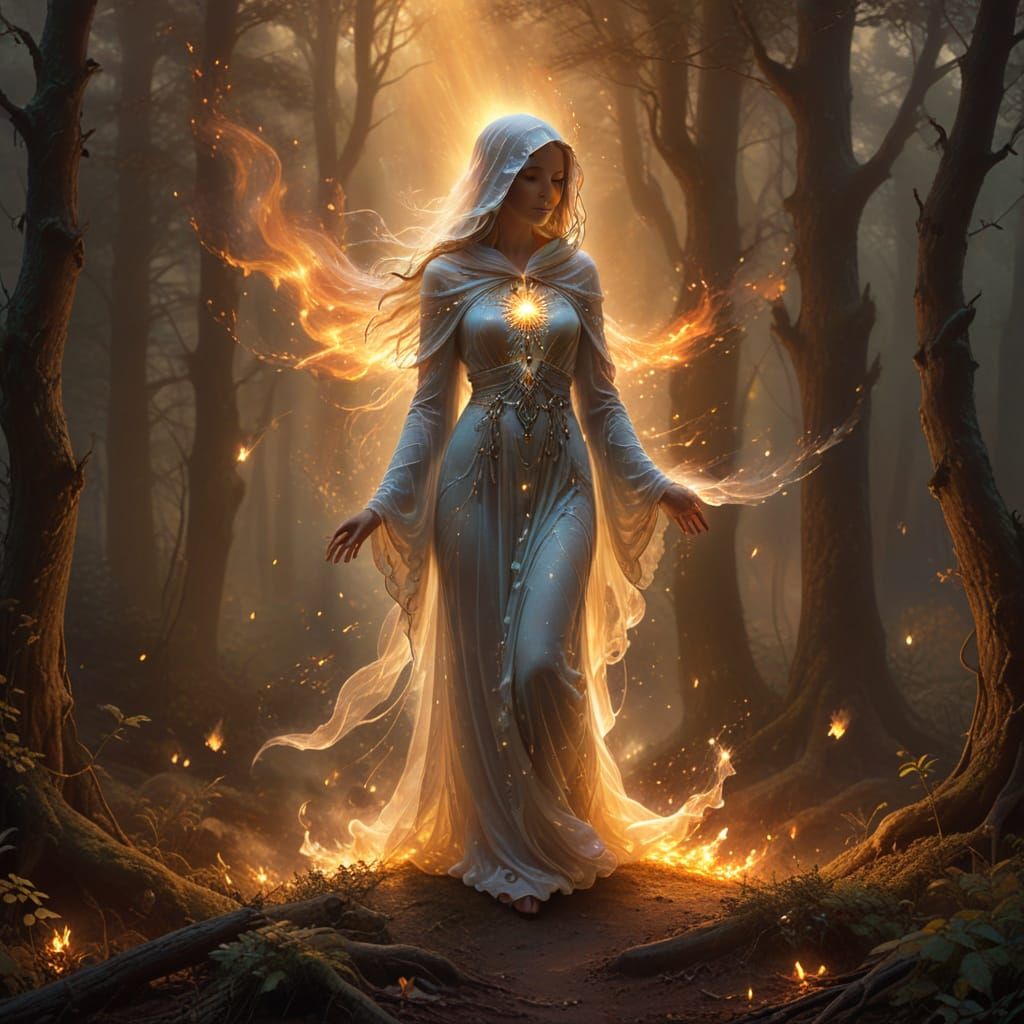 Ethereal Fantasy Figure in Golden Light