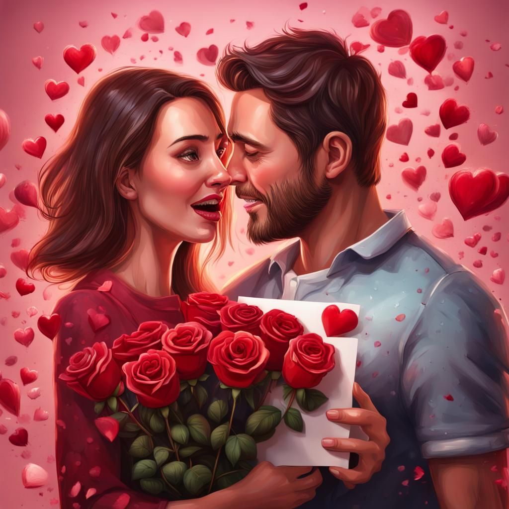 Husband's Valentine Surprise in Hyperrealistic Splash Art