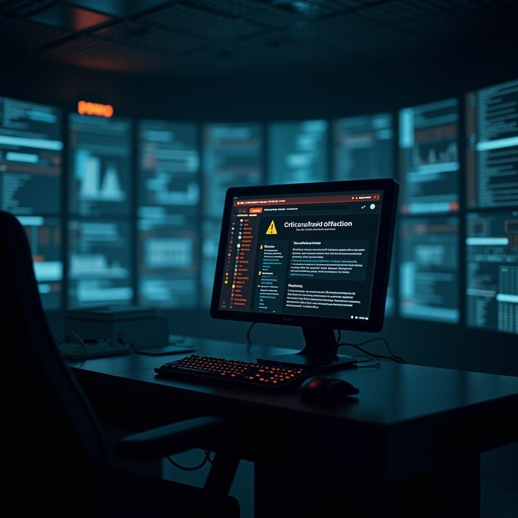 AI Fraud Detection Alert on Futuristic Computer Screen
