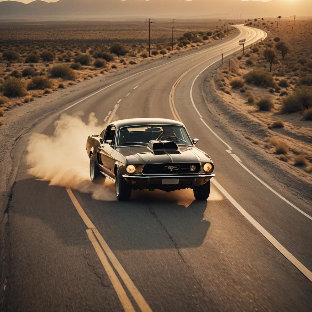 1967 Mustang Eleanor Speeding at Sunset