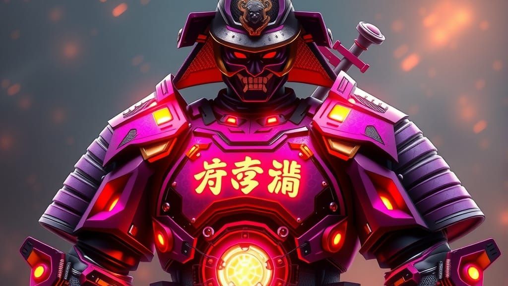 Cyber Samurai in Vibrant Armor