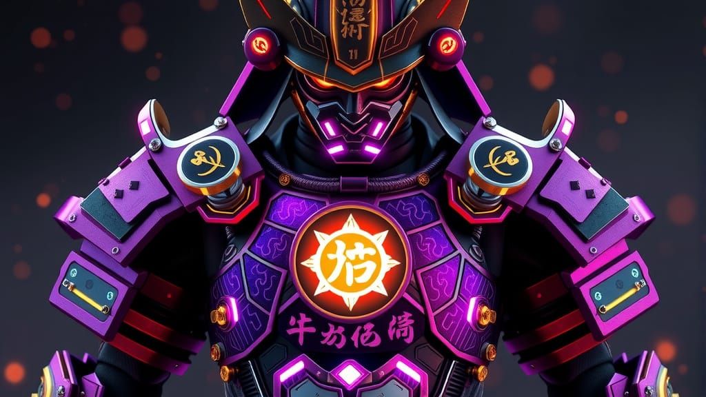 Futuristic Samurai Warrior in Battle-Ready Armor