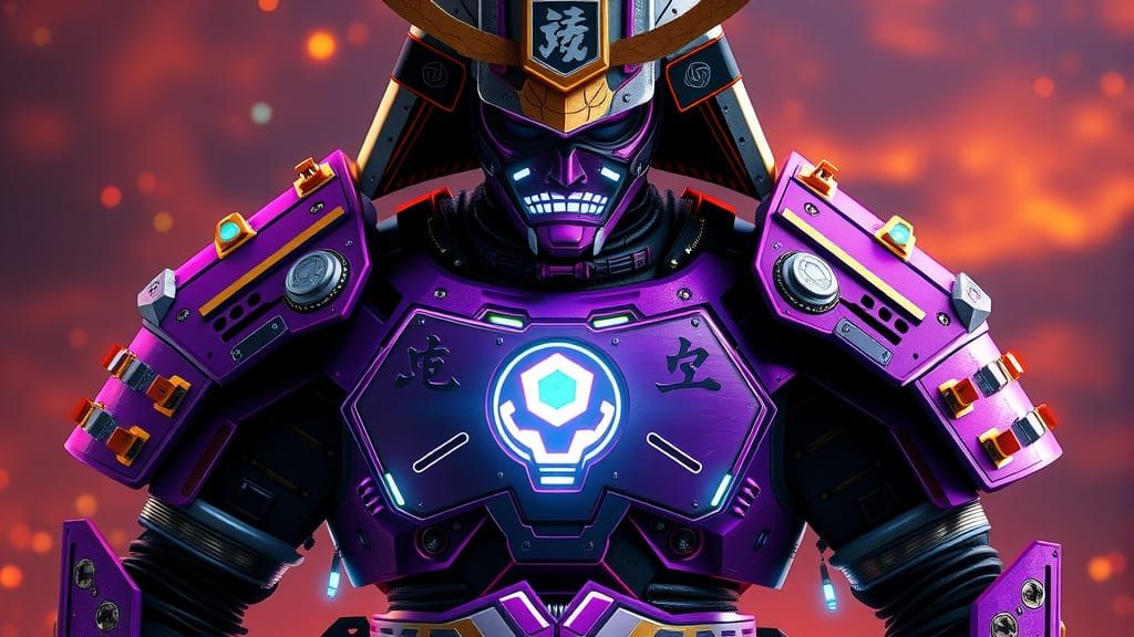 Cyber Samurai Warrior in Futuristic Armor