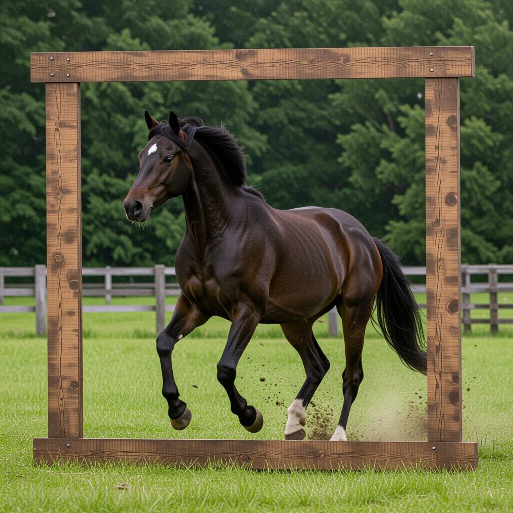 Horse Leaps Out of Painting Frame