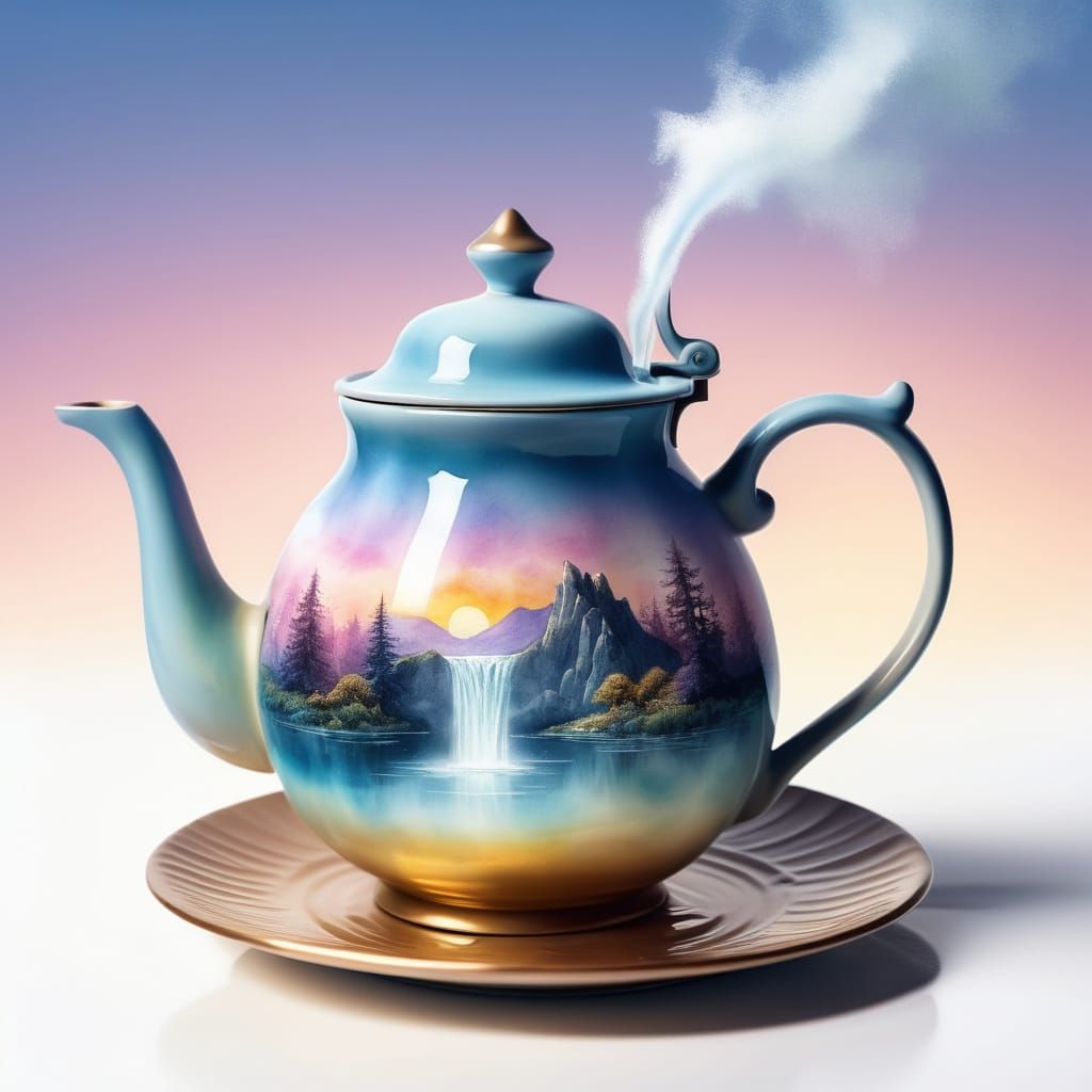 Ethereal Teapot Falls: A Dreamy Diorama