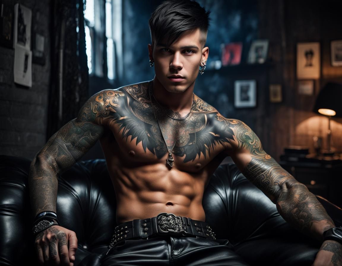 Tattooed young man