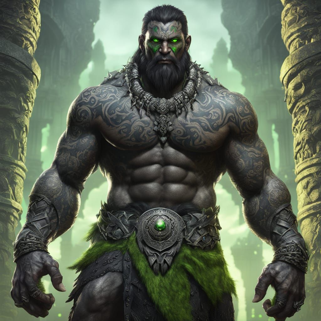Goliath Warrior Concept Art with Tribal Tattoos