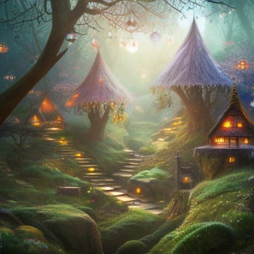 Enchanting Elven Village in Hyperdetailed Fantasy Art