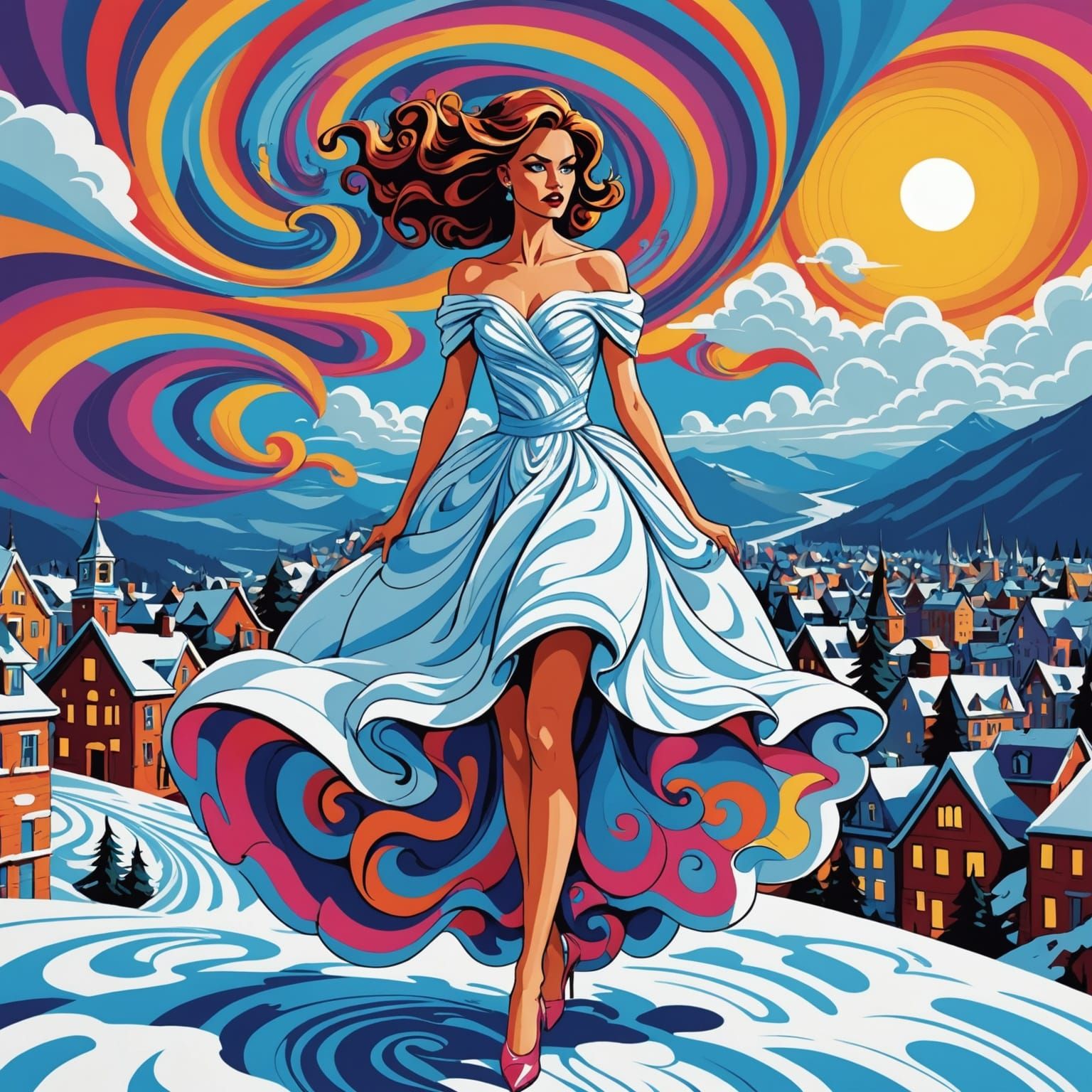 Fantastical Dreamscape Tea Party in a Swirly World