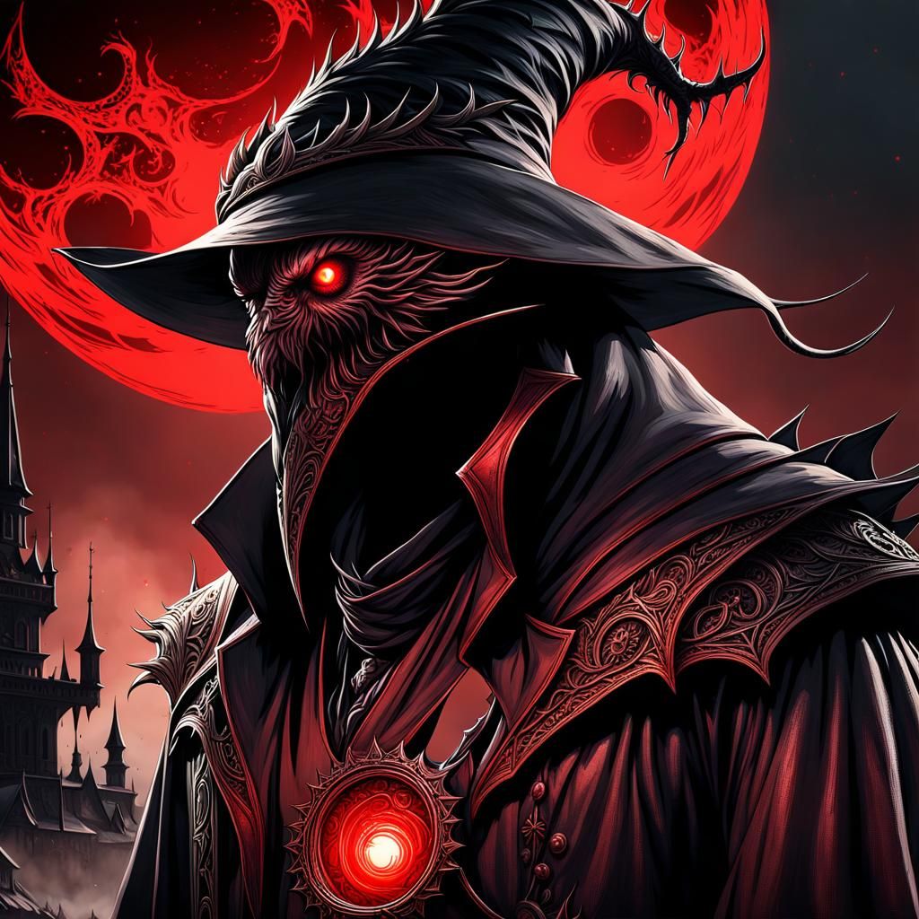 Eldritch Blood Moon Over Sinister Lake: Lovecraftian Art