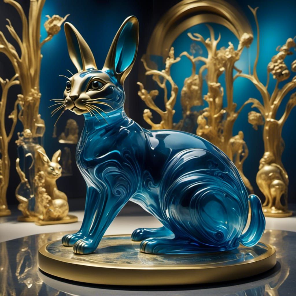 Surreal Glass Rabbit Inspired by Salvador Dali