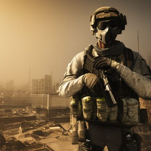 Ghost Portrait in Burned City, Detailed Digital Art