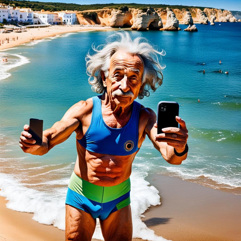 Einstein's Beach Selfie: A Fun Historical Photo