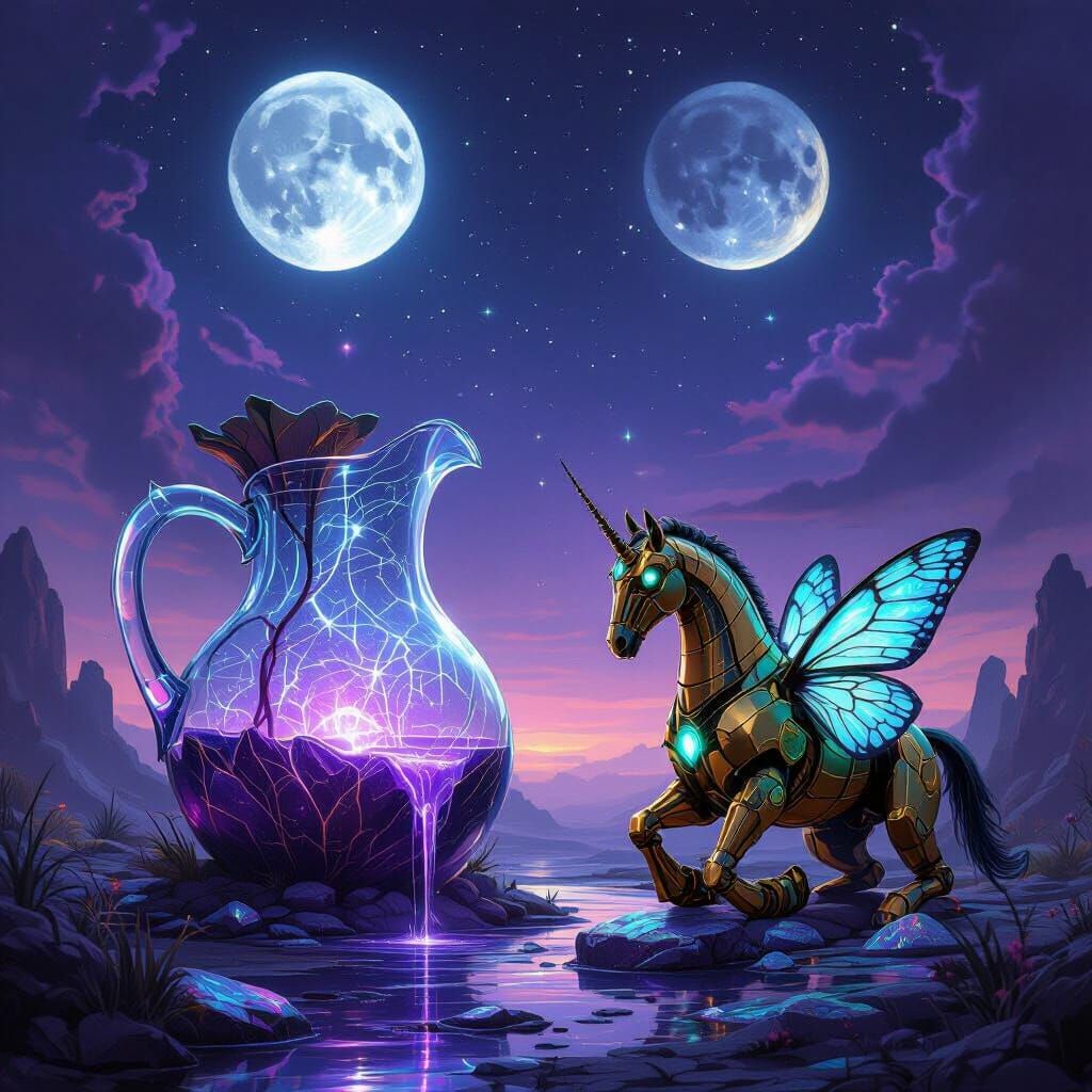 Colossal Glass Pitcher Plant in Otherworldly Realm