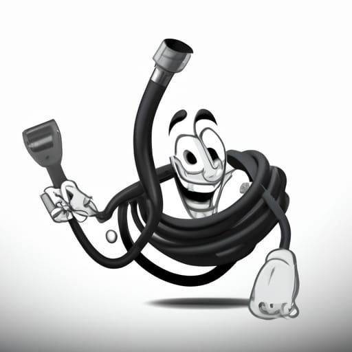 Vintage Rubber Hose Cartoon Logo in Black and White