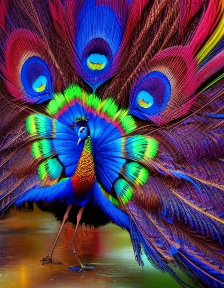 Peacock Graffiti Art with Vibrant Feathers