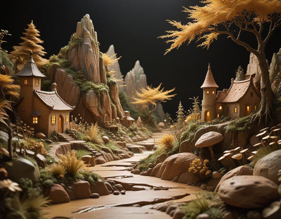 Bucolic Clay Landscape with Ethereal Glow