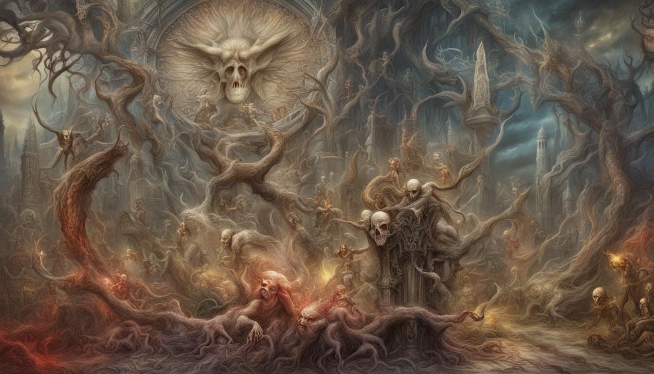 Surreal Horror Masterpiece in Mixed Media