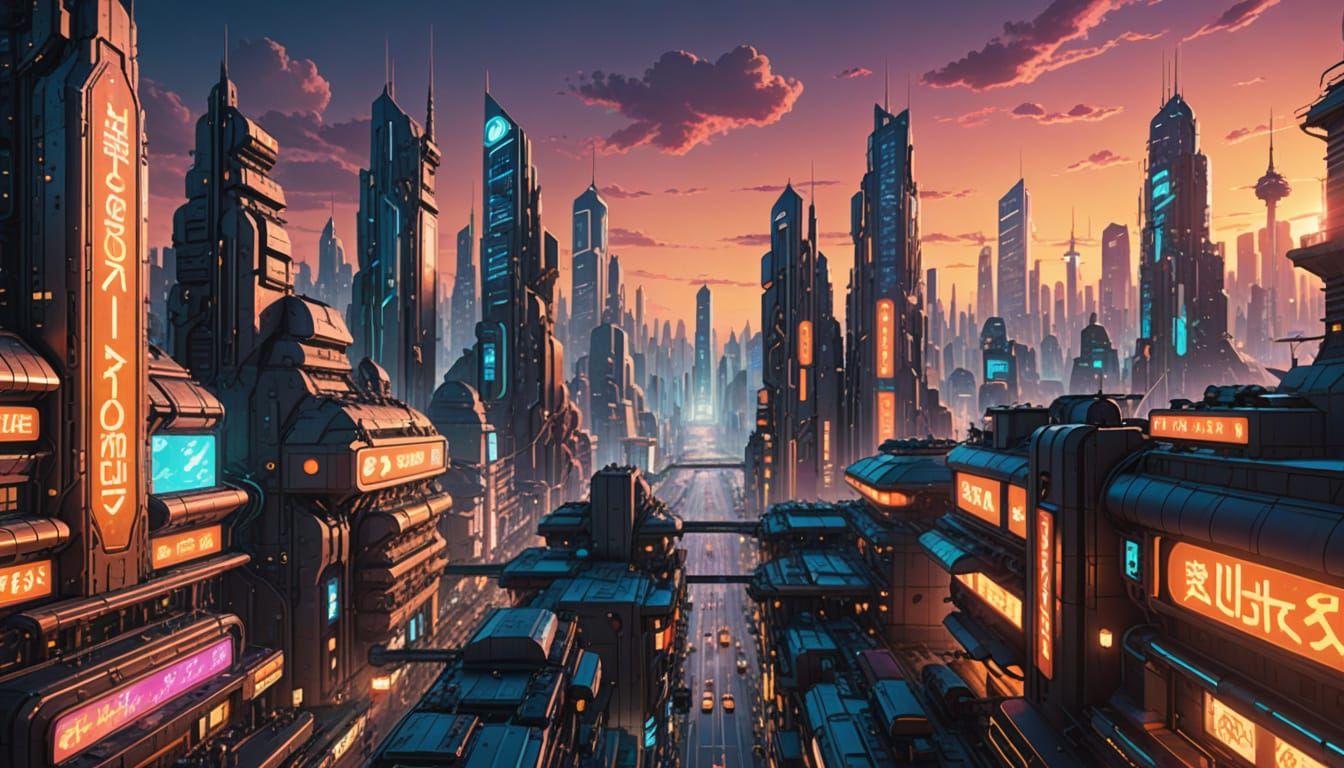High Tech Metropolis in Anime Style