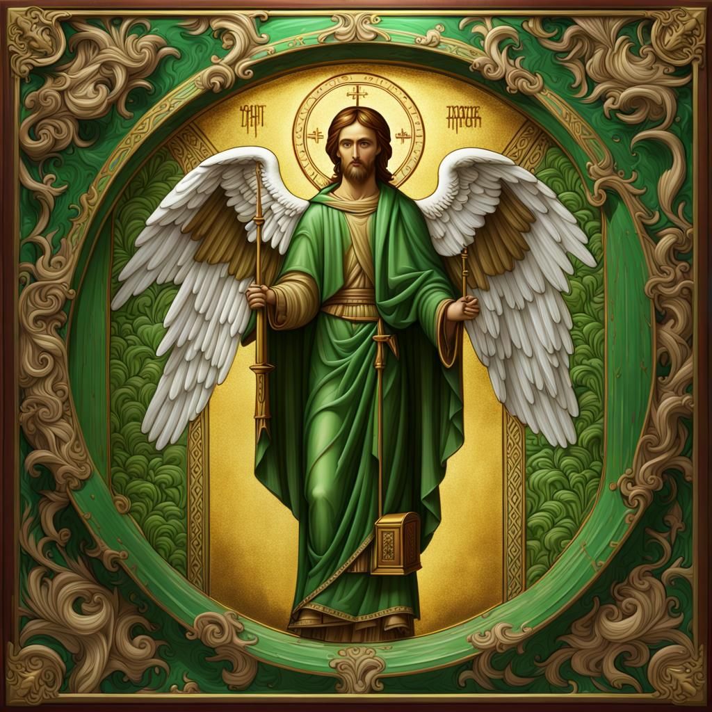 Archangel Raphael Icon in Byzantine Style