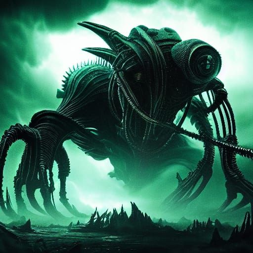 Gothic Alien Horror: Zerg Creature Unleashed in Dark Fantasy...