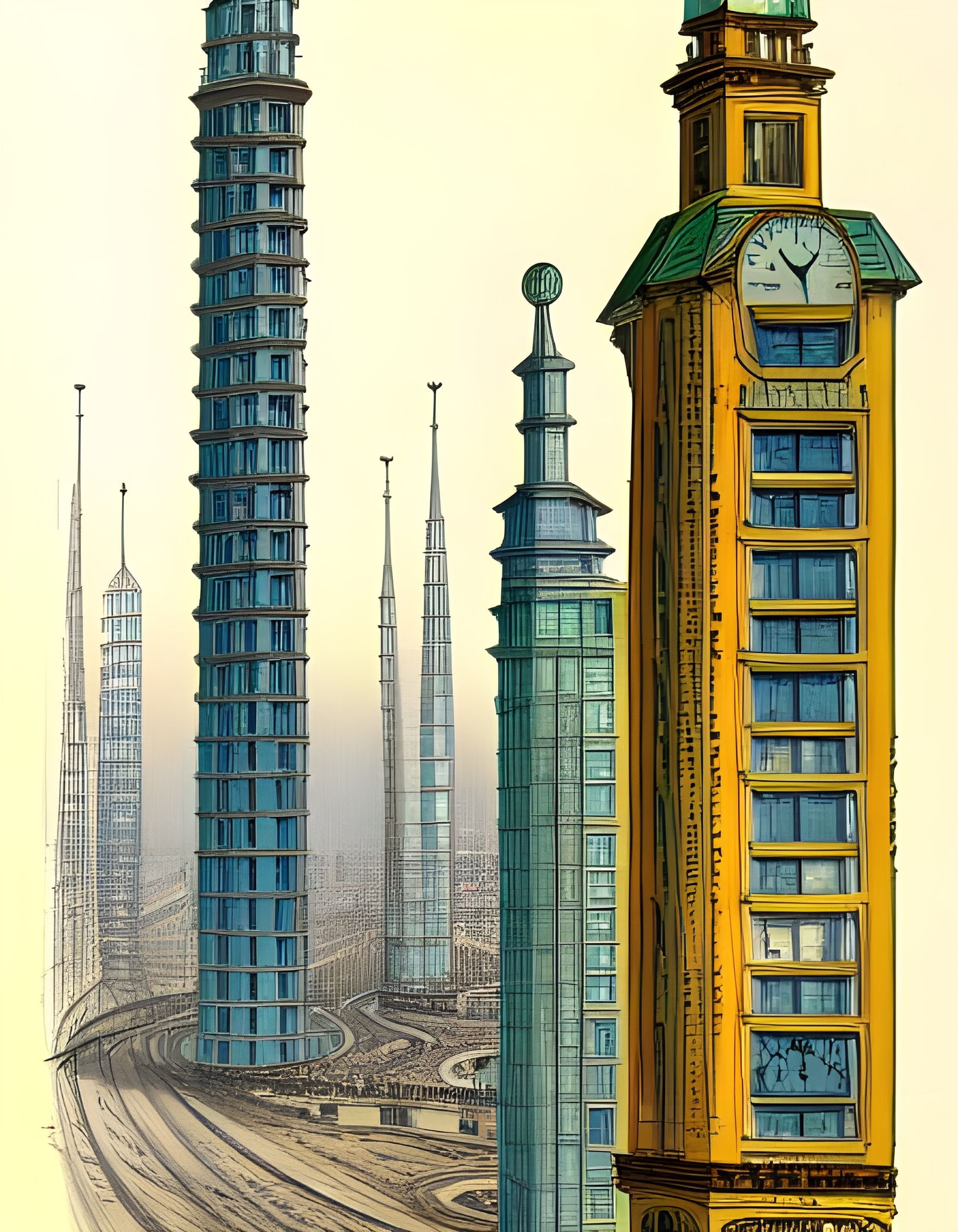 Retrofuturistic Cityscape Inspired by Albert Robida