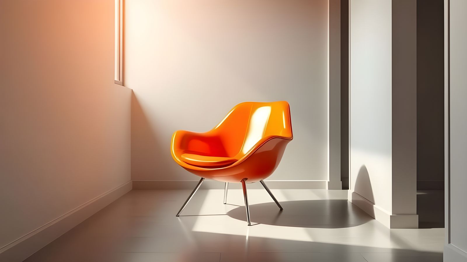 Modern Orange Chair in Minimalist Room