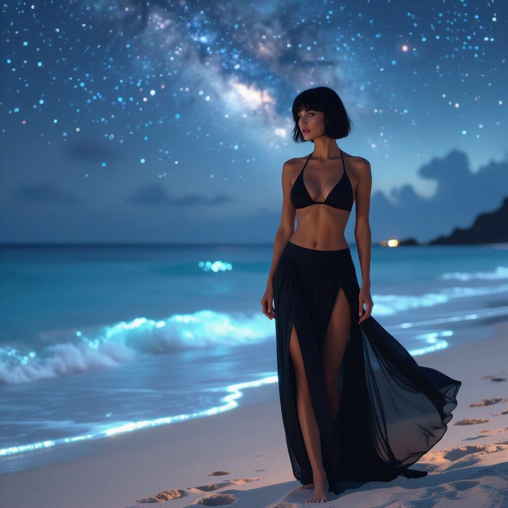 Iridescent Beach Galaxy, in Futuristic Style
