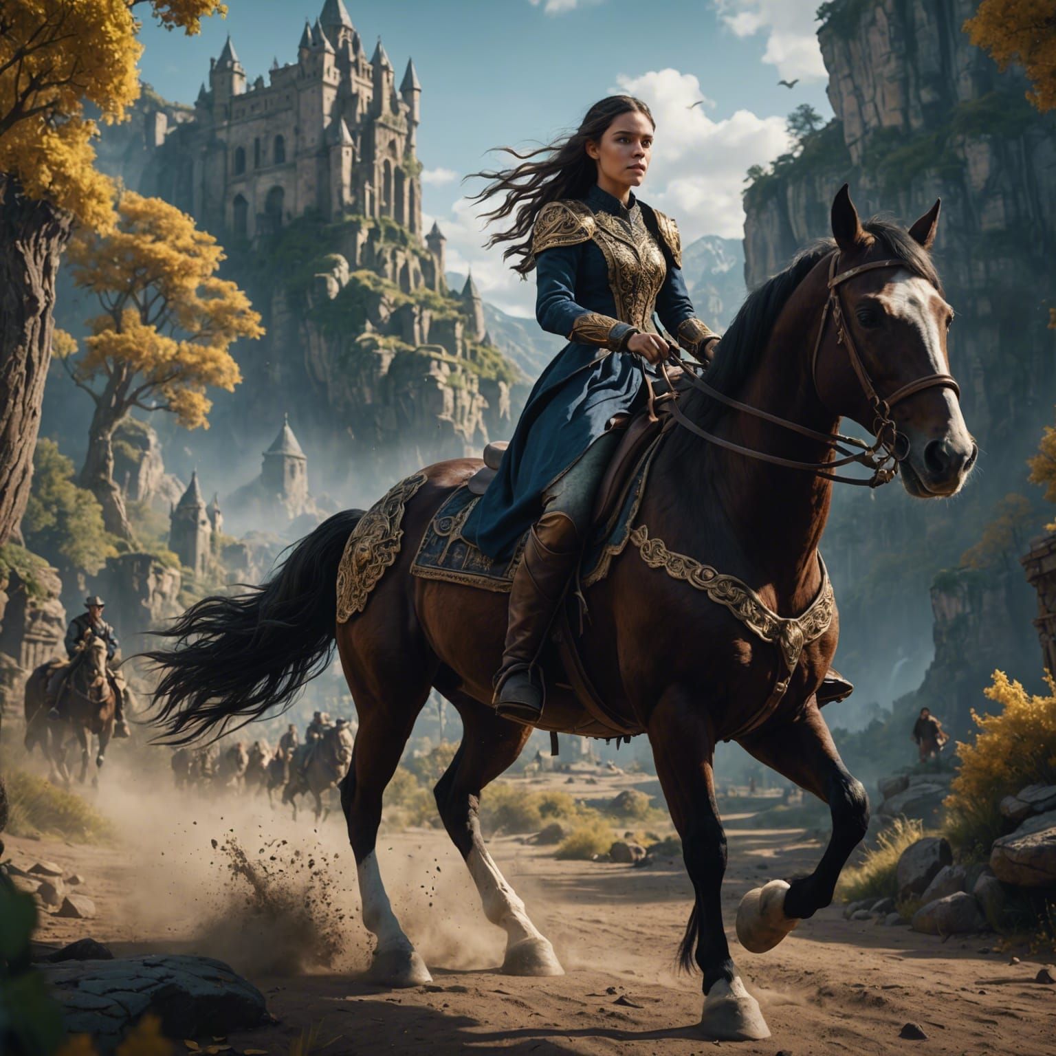 Olivia Rodrigo Rides Horse: Detailed Matte Painting