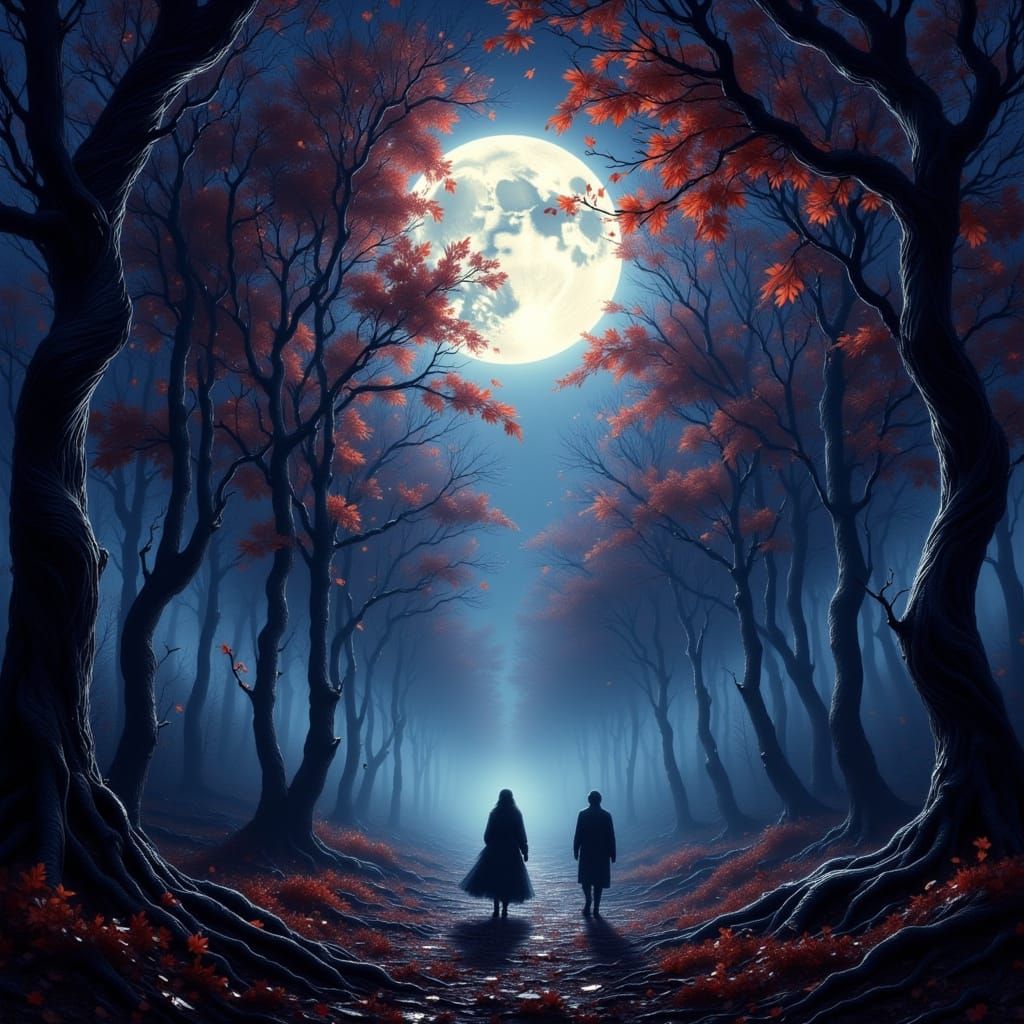 Misty Autumn Forest with Eerie Lighting