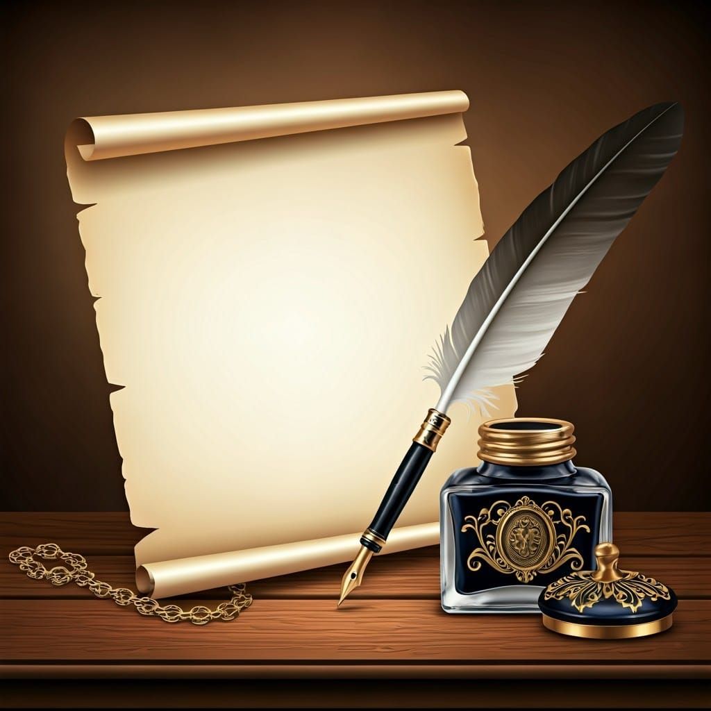 Antique Letter and Quill in Gentle Brown Tones