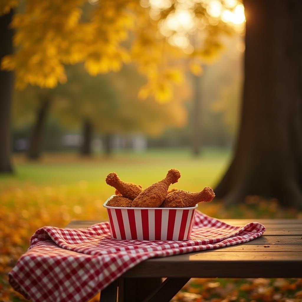 Autumn Park Picnic Scene with Golden Light