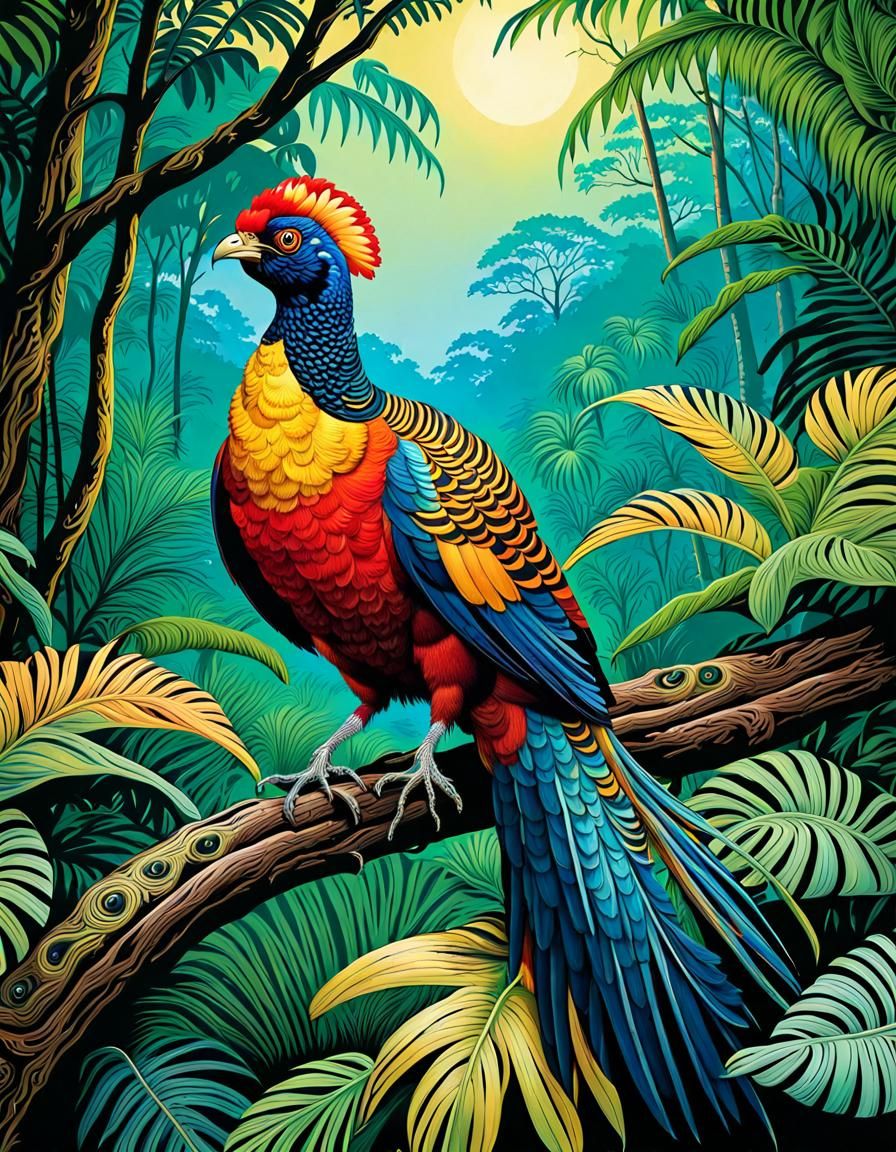 Golden Pheasant Zentangle in Landscape Style