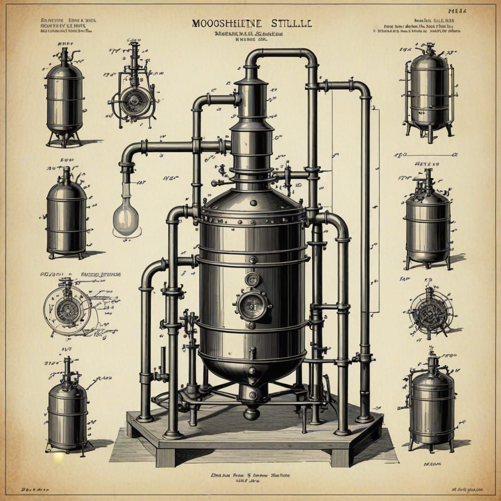 Vintage Industrial Moonshine Still Design