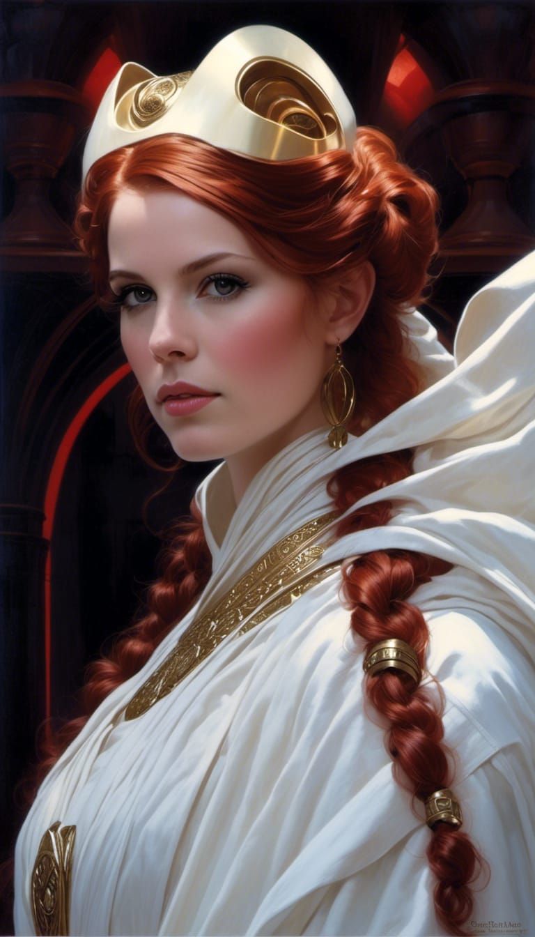 Rococo Female Jedi Portrait with Red Hair
