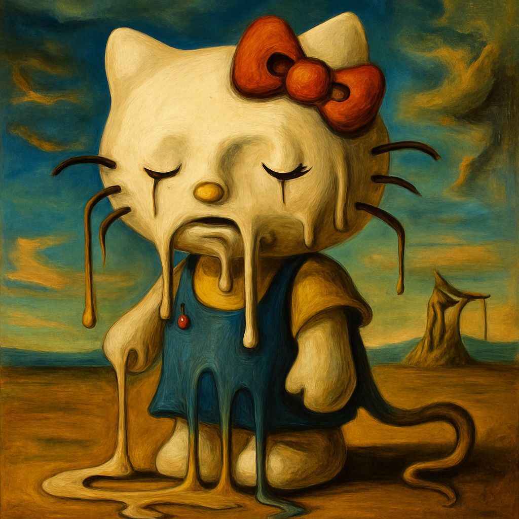 Surreal Hello Kitty in a Dali Dreamscape