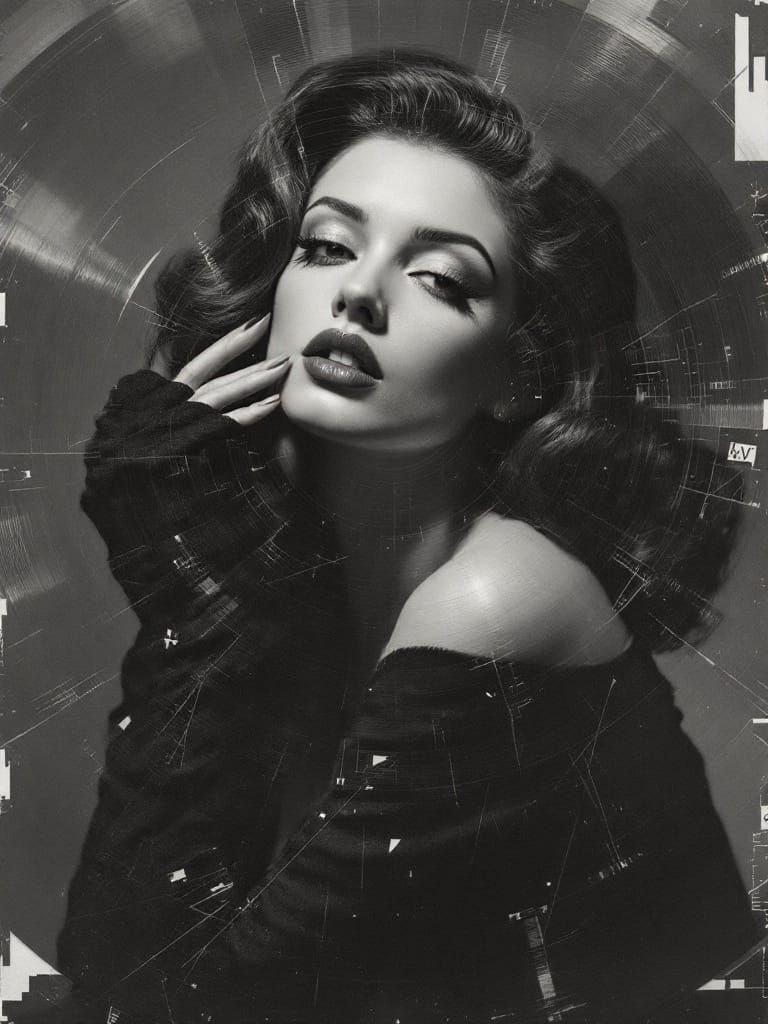 Gerhard Richter Fusion: 50s Pin-Up in Vinyl Aesthetic