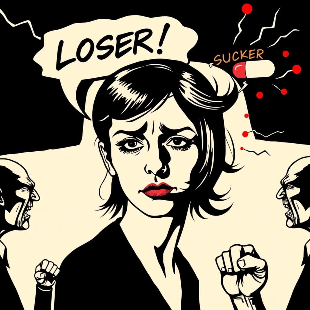 Graphic Pop Art Portrait of a Tormented Woman