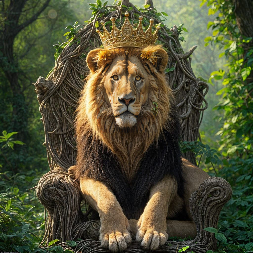 Majestic Jungle King with Golden Crown