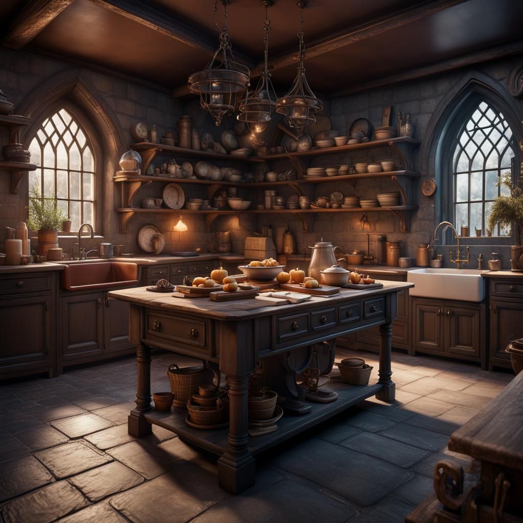 Fantastical Harry Potter Themed Kitchen in Matte Painting St...